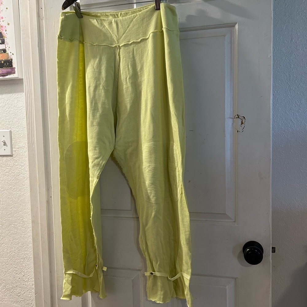 Free People Light Yellow Wide-Leg Lounge Pants